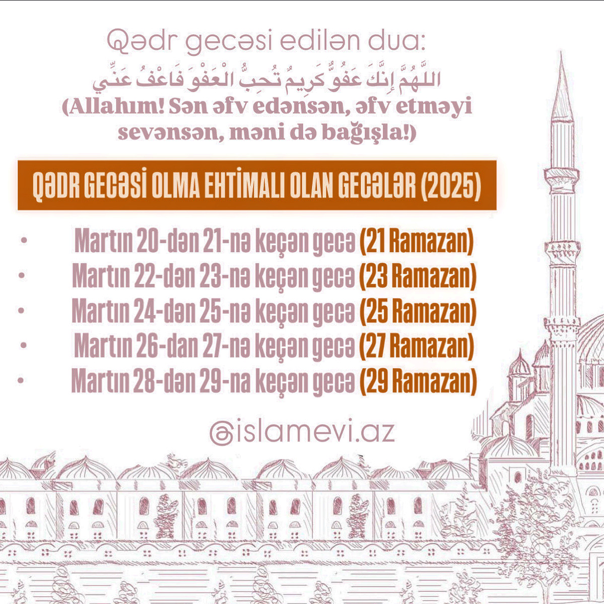 GECƏLƏRİ təqvimi